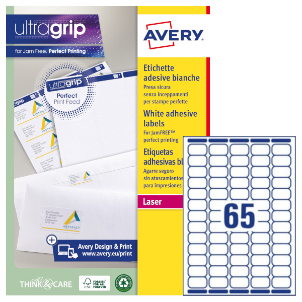 Etichette adesive in carta bianca Avery Ultragrip L7651-100 vendita online