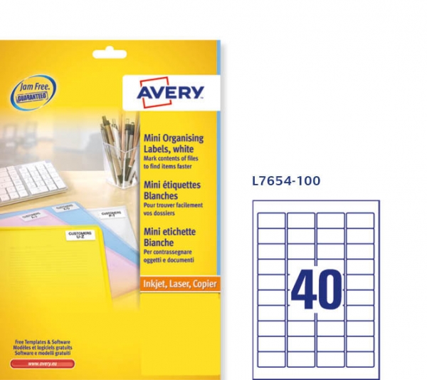 Etichette adesive in carta bianca Avery QuickPeel L7654-100 vendita online