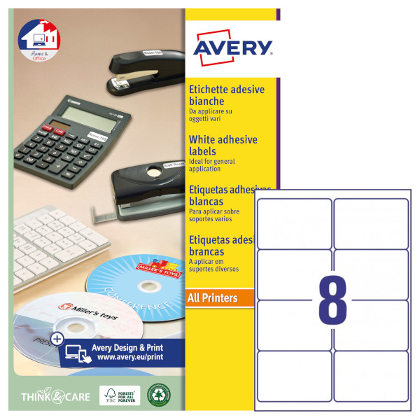 Etichette adesive Glossy bianche Avery L7765-40 vendita online