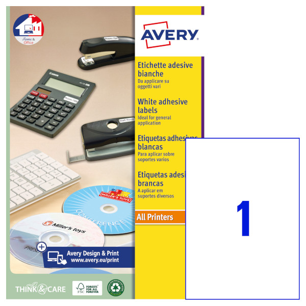 Etichette adesive Glossy bianche Avery L7767-40 vendita online