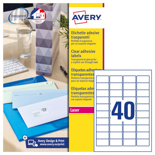 Etichette adesive in poliestere trasparente Avery L7781-25 vendita online