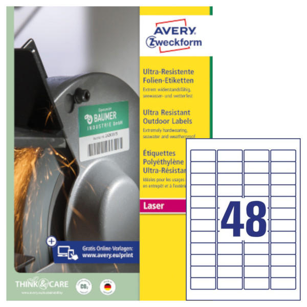 Etichette adesive bianche in polietilene Avery L7911-10 vendita online