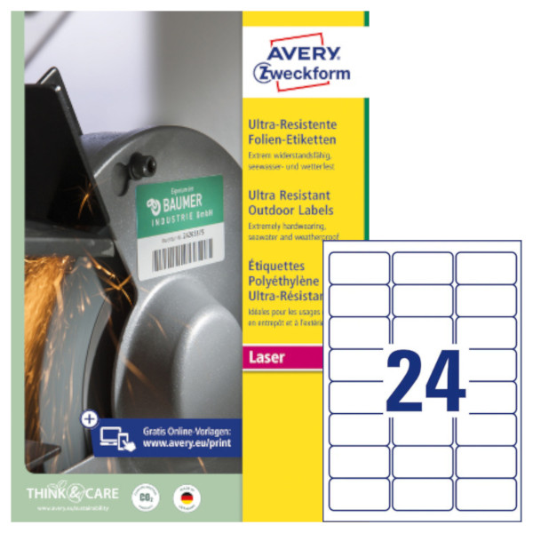 Etichette adesive bianche in polietilene Avery L7912-10 vendita online