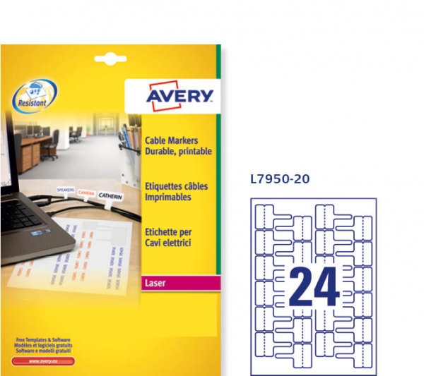 Etichette adesive bianche in poliestere Avery L7950-20 vendita online