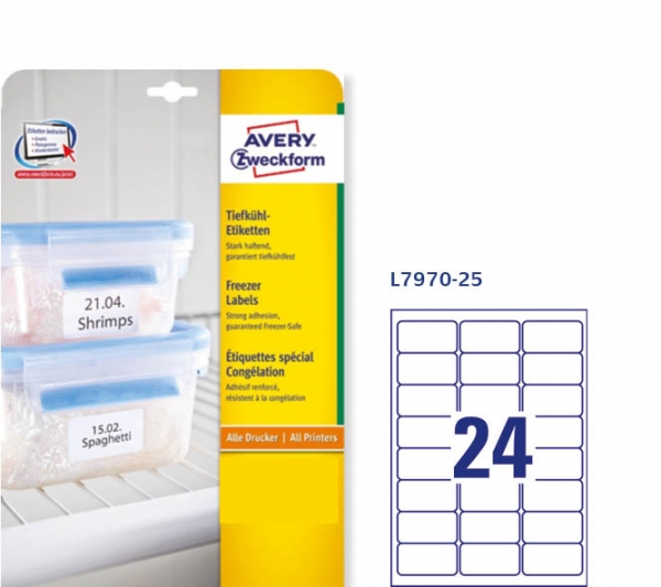 Etichette adesive bianche per alimenti Avery L7970-25