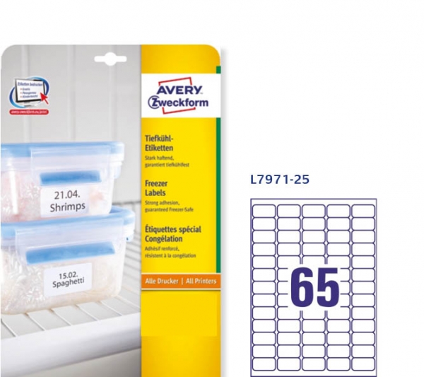 Etichette adesive bianche per alimenti Avery L7971-25 vendita online