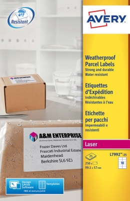 Etichette adesive impermeabili bianche Avery L7992-25 vendita online