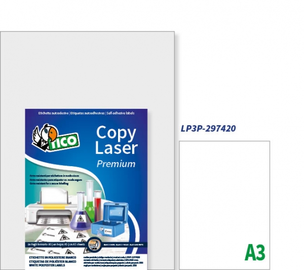 Etichette autoadesive bianche in poliestere A3 serie Copy Laser Premium LP3P-297420 vendita online