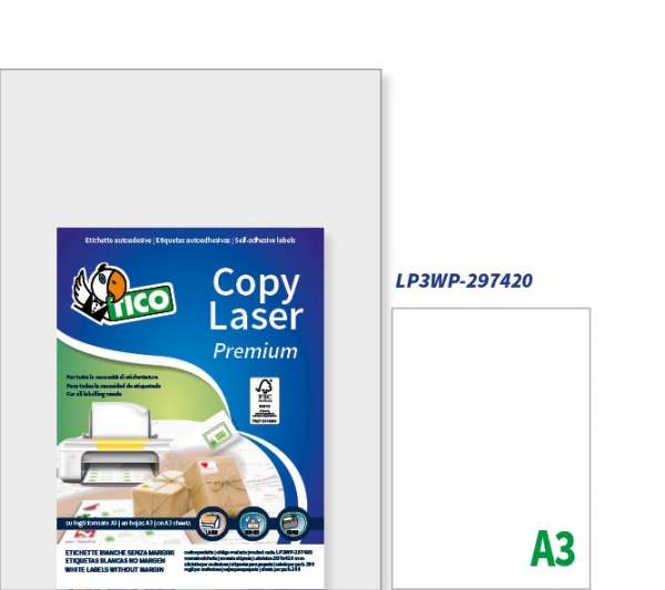 Etichette autoadesive bianche in carta A3 serie Copy Laser Premium LP3WP-297420 vendita online