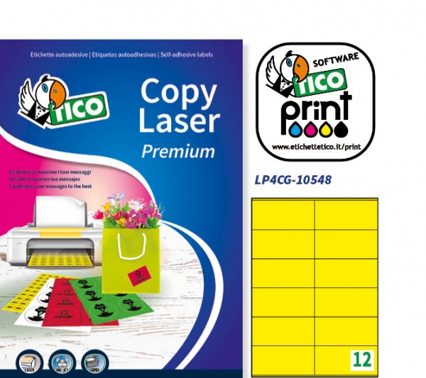 Etichette autoadesive colorate gialle in carta serie Copy Laser Premium LP4CG-10548 vendita online