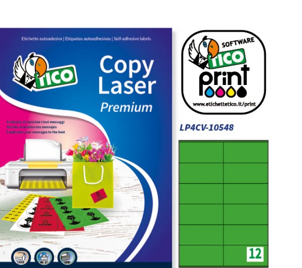 Etichette autoadesive colorate verdi in carta serie Copy Laser Premium LP4CV-10548 vendita online