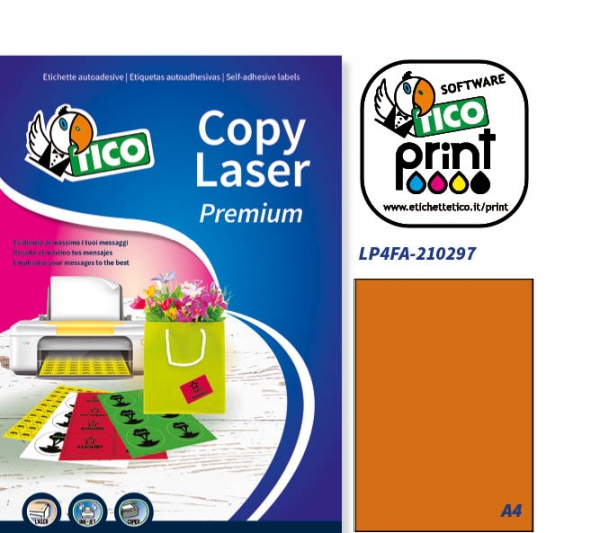 Etichette autoadesive arancio fluorescente in carta serie Copy Laser Premium LP4FA-210297 vendita online