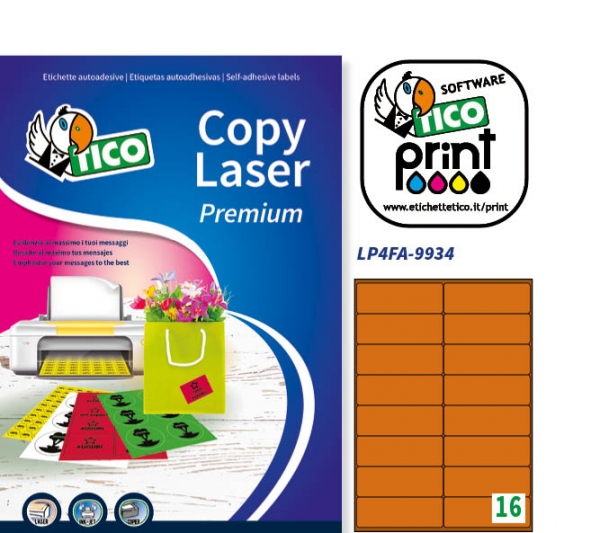 Etichette autoadesive arancio fluorescente in carta serie Copy Laser Premium LP4FA-9934 vendita online