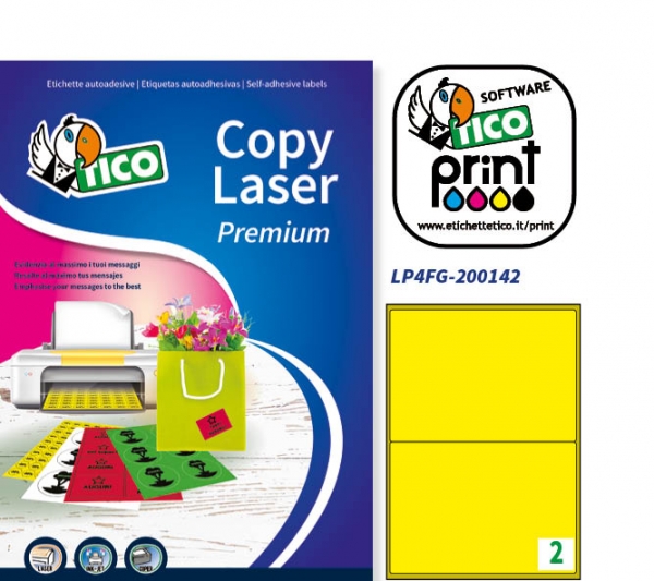 Etichette autoadesive giallo fluorescente in carta serie Copy Laser Premium LP4FG-200142 vendita online