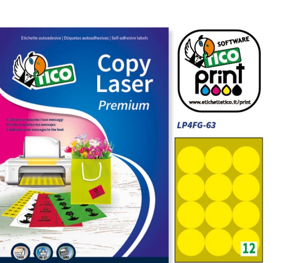 Etichette autoadesive giallo fluorescente in carta serie Copy Laser Premium LP4FG-63 vendita online