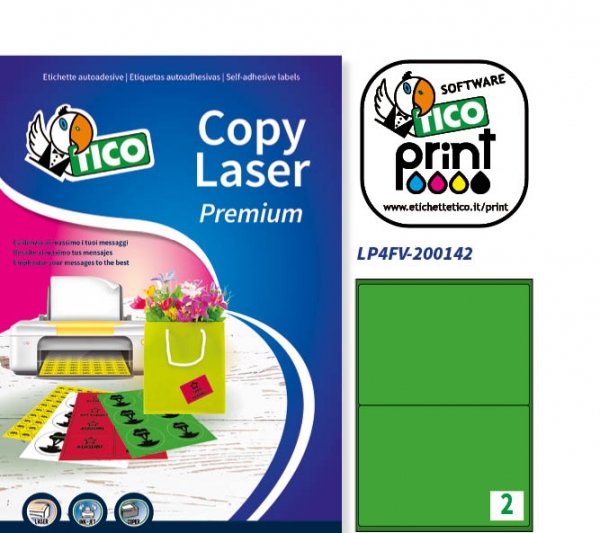 Etichette autoadesive verde fluorescente in carta serie Copy Laser Premium LP4FV-200142 vendita online