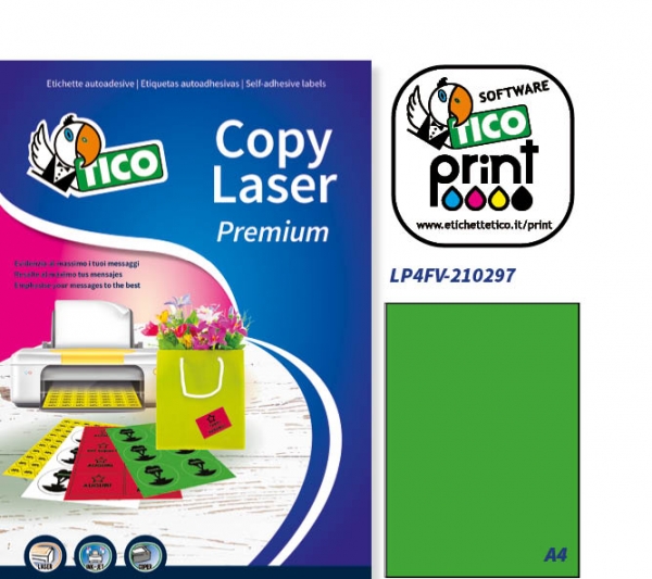 Etichette autoadesive verde fluorescente in carta serie Copy Laser Premium LP4FV-210297 vendita online