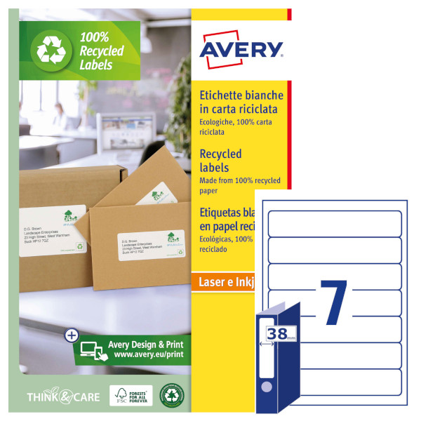 Etichette adesive in carta bianca riciclata Avery LR4760-100 vendita online