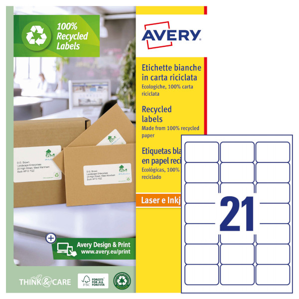 Etichette adesive in carta bianca riciclata Avery LR7160-100 vendita online