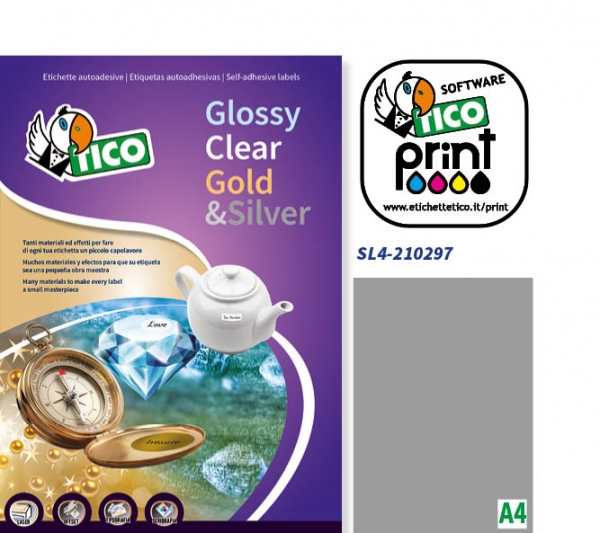 Etichette autoadesive in carta argento satinato serie Silver Line SL4-210297 vendita online