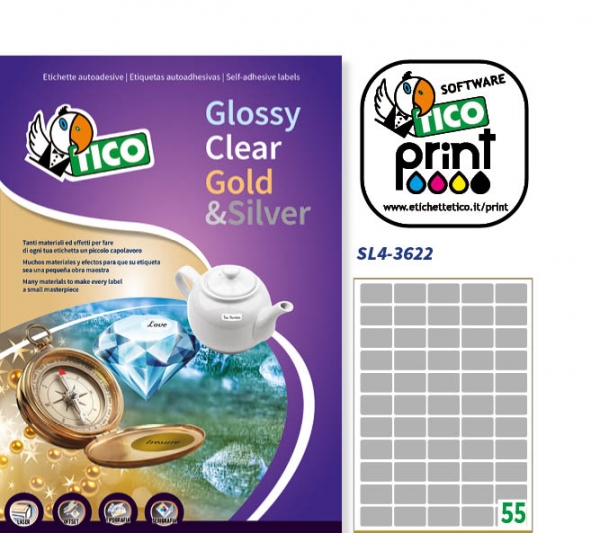 Etichette autoadesive in carta argento satinato serie Silver Line SL4-3622 vendita online